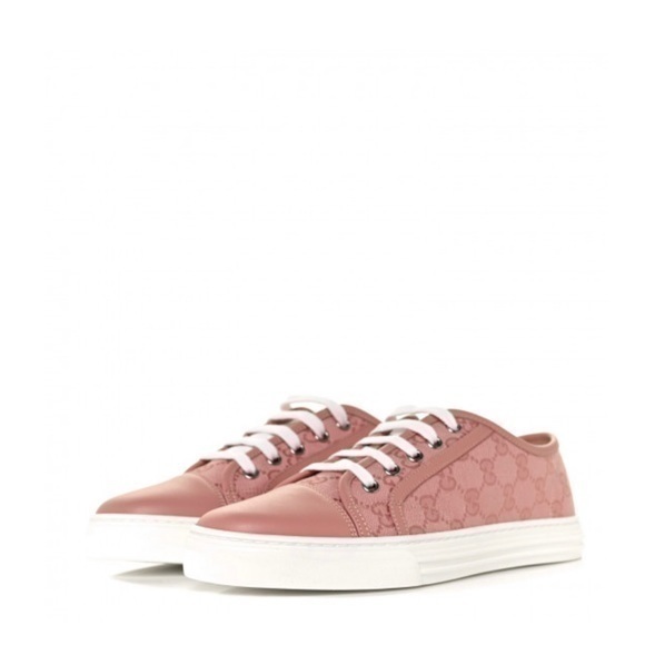 Gucci Shoes - Gucci GG Monogram Calfskin Womens Pink Low Top Sneakers